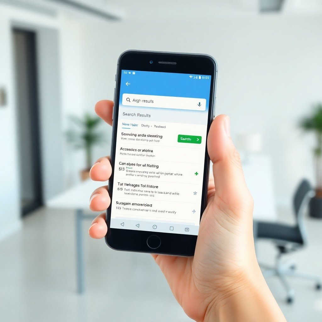 {"prompt":"A close-up, high-angle shot of a sleek smartphone held in a hand, displaying a search engine results page with a specific website highlighted at the very top. The background is a blurred, modern, minimalist office environment with soft natural daylight streaming in. The color palette consists of professional blues, clean whites, and vibrant green accents for the ranking indicators. The mood is efficient and successful, emphasizing clarity and ease of use. The lighting is bright and even, highlighting the sharpness of the mobile screen.","originalPrompt":"A close-up, high-angle shot of a sleek smartphone held in a hand, displaying a search engine results page with a specific website highlighted at the very top. The background is a blurred, modern, minimalist office environment with soft natural daylight streaming in. The color palette consists of professional blues, clean whites, and vibrant green accents for the ranking indicators. The mood is efficient and successful, emphasizing clarity and ease of use. The lighting is bright and even, highlighting the sharpness of the mobile screen.","width":1024,"height":1024,"seed":42,"model":"flux","safe":false,"quality":"medium","image":[],"transparent":false,"reasoning":"balanced","audio":true,"dimensionsExplicit":true,"isMature":false,"isChild":false,"trackingData":{"actualModel":"flux","usage":{"completionImageTokens":1,"totalTokenCount":1}}}
