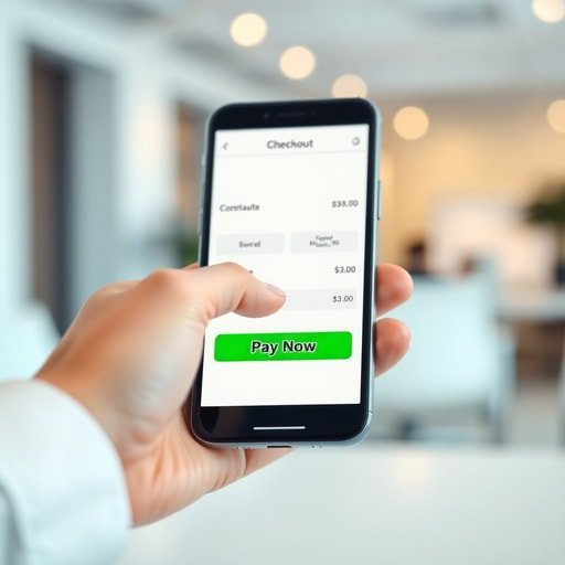 {"prompt":"A close-up, photorealistic shot of a modern smartphone displaying a sleek, minimalist e-commerce checkout interface. A user's hand is gently tapping a vibrant green 'Pay Now' button on the screen. The background is a soft, blurred modern office environment with warm, natural lighting. The mood is efficient, trustworthy, and smooth, emphasizing ease of use. Colors include clean whites, soft blues, and the bright green call-to-action button.","originalPrompt":"A close-up, photorealistic shot of a modern smartphone displaying a sleek, minimalist e-commerce checkout interface. A user's hand is gently tapping a vibrant green 'Pay Now' button on the screen. The background is a soft, blurred modern office environment with warm, natural lighting. The mood is efficient, trustworthy, and smooth, emphasizing ease of use. Colors include clean whites, soft blues, and the bright green call-to-action button.","width":512,"height":512,"seed":42,"model":"flux","safe":false,"quality":"medium","image":[],"transparent":false,"reasoning":"balanced","audio":true,"dimensionsExplicit":true,"isMature":false,"isChild":false,"trackingData":{"actualModel":"flux","usage":{"completionImageTokens":1,"totalTokenCount":1}}}
