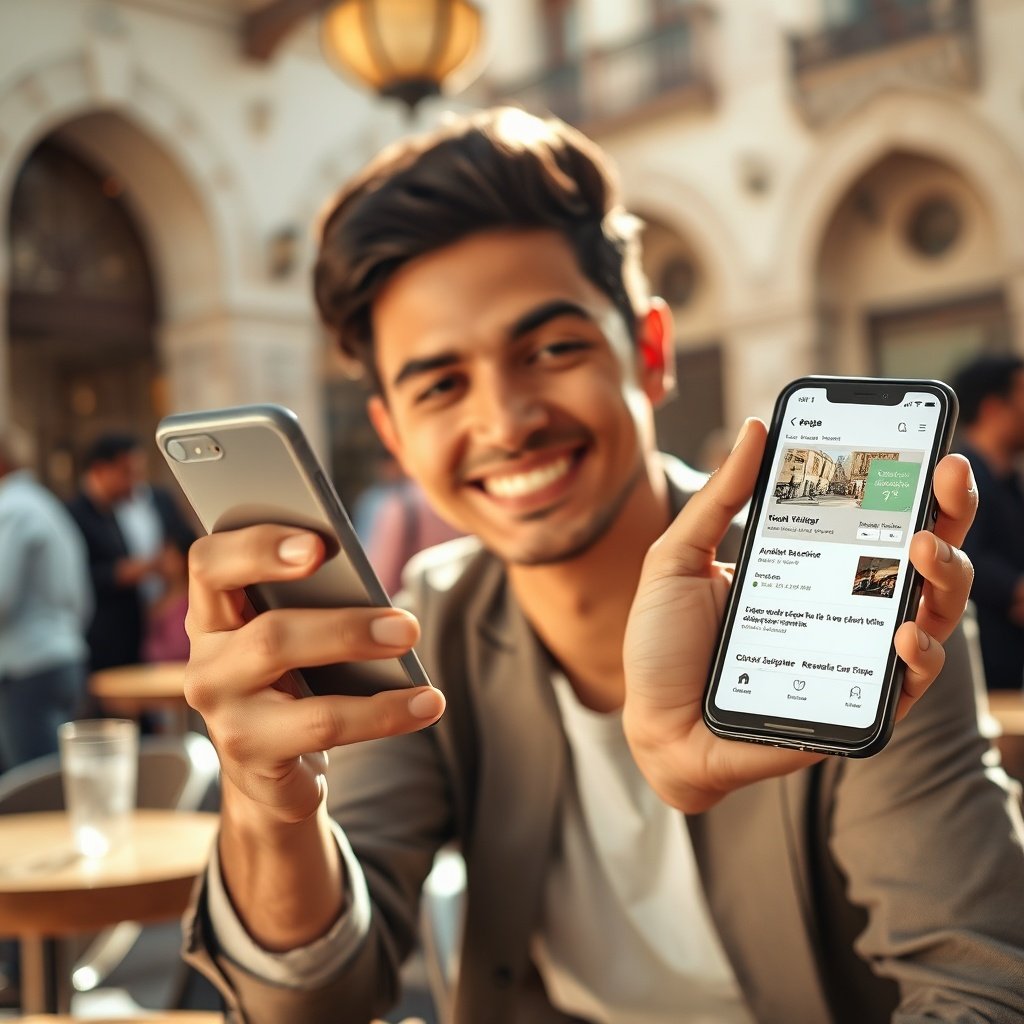 Mobile user in Morocco engaging with localized content following the SEO International Guide Exportation Web Maroc for optimal conversion.