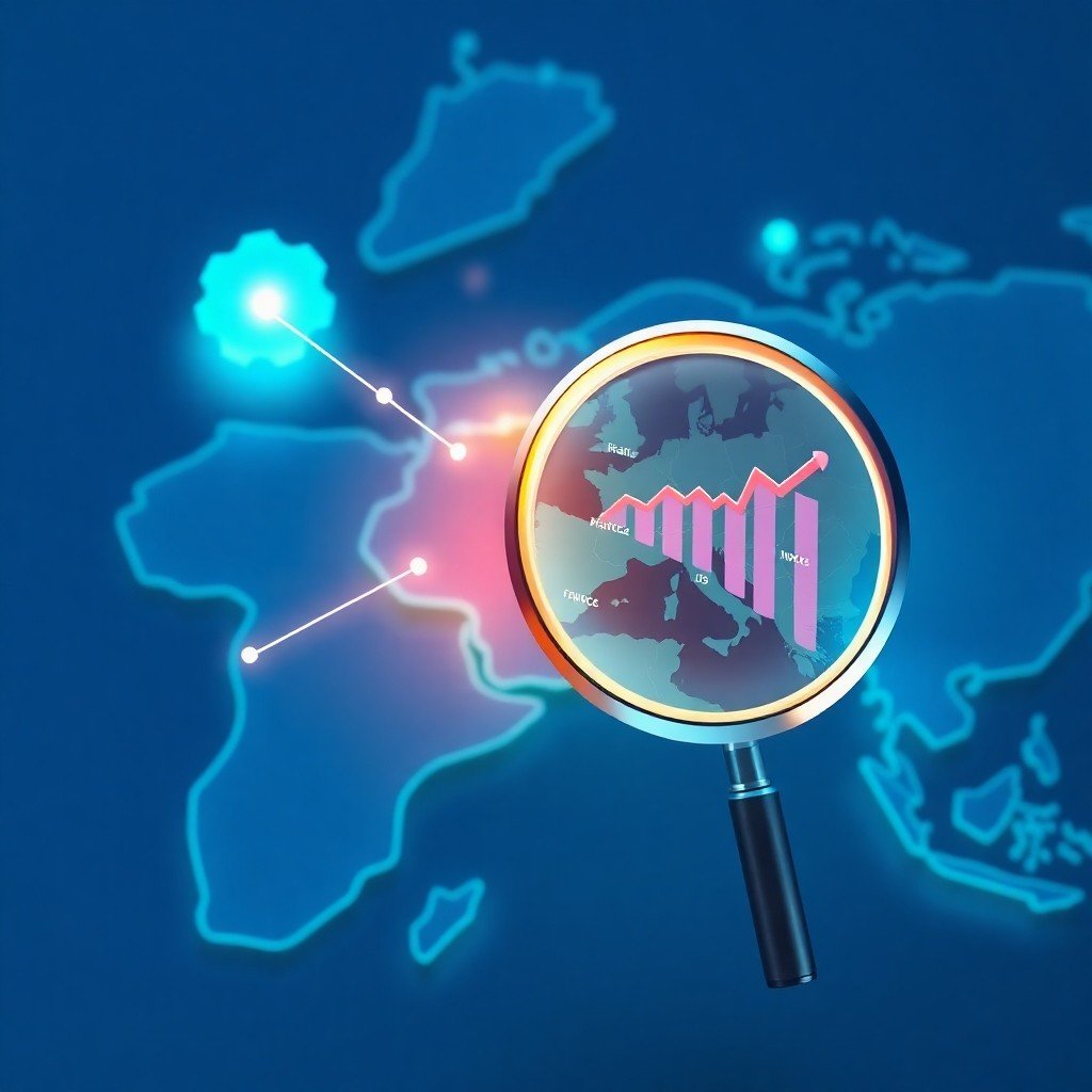 {"prompt":"A high-tech, isometric 3D illustration of a stylized world map focusing on the Northern Hemisphere. Glowing digital lines connect Morocco to France, Spain, and the USA, symbolizing international trade and data flow. A magnifying glass hovers over Europe, revealing search engine result snippets and a rising graph. The color palette combines deep professional blues, vibrant teals, and subtle accents of Moroccan red. The mood is innovative, global, and strategic, with soft, futuristic lighting illuminating the network connections.","originalPrompt":"A high-tech, isometric 3D illustration of a stylized world map focusing on the Northern Hemisphere. Glowing digital lines connect Morocco to France, Spain, and the USA, symbolizing international trade and data flow. A magnifying glass hovers over Europe, revealing search engine result snippets and a rising graph. The color palette combines deep professional blues, vibrant teals, and subtle accents of Moroccan red. The mood is innovative, global, and strategic, with soft, futuristic lighting illuminating the network connections.","width":1024,"height":1024,"seed":42,"model":"flux","safe":false,"quality":"medium","image":[],"transparent":false,"reasoning":"balanced","audio":true,"dimensionsExplicit":true,"isMature":false,"isChild":false,"trackingData":{"actualModel":"flux","usage":{"completionImageTokens":1,"totalTokenCount":1}}}