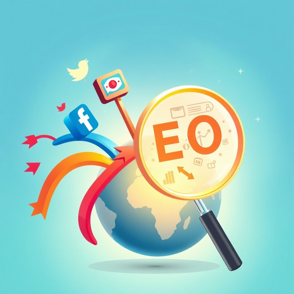 {"prompt":"A vibrant illustration showing social media platform icons (Facebook, Instagram, Twitter, LinkedIn) as colorful arrows flowing into a large magnifying glass over a glowing globe. Inside the magnifying glass, subtle SEO symbols like a search bar, ranking chart, and backlink links are visible. The background is a soft gradient of sky blue to teal, with light flares and a sense of motion. The mood is optimistic and dynamic, conveying growth and connection. Lighting is soft, diffused daylight with a subtle inner glow on the magnifying glass to highlight the SEO elements.","originalPrompt":"A vibrant illustration showing social media platform icons (Facebook, Instagram, Twitter, LinkedIn) as colorful arrows flowing into a large magnifying glass over a glowing globe. Inside the magnifying glass, subtle SEO symbols like a search bar, ranking chart, and backlink links are visible. The background is a soft gradient of sky blue to teal, with light flares and a sense of motion. The mood is optimistic and dynamic, conveying growth and connection. Lighting is soft, diffused daylight with a subtle inner glow on the magnifying glass to highlight the SEO elements.","width":1024,"height":1024,"seed":42,"model":"flux","safe":false,"quality":"medium","image":[],"transparent":false,"reasoning":"balanced","audio":true,"dimensionsExplicit":true,"has_nsfw_concept":false,"concept":null,"trackingData":{"actualModel":"flux","usage":{"completionImageTokens":1,"totalTokenCount":1}}}