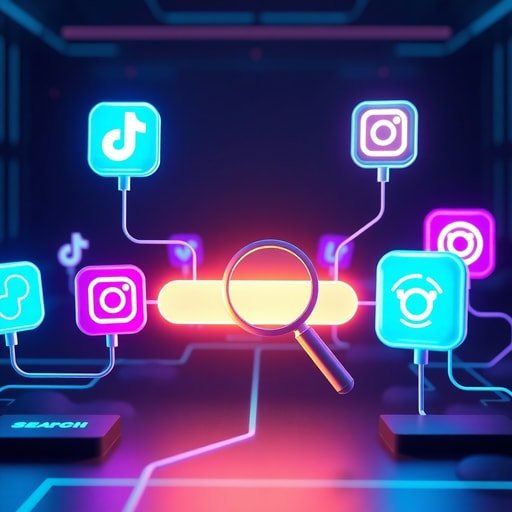 {"prompt":"A futuristic 3D digital landscape featuring a seamless connection between social media icons and a search engine magnifying glass. Glowing blue and purple data streams flow from platforms like TikTok and Instagram into a central glowing search bar, symbolizing the transfer of authority and traffic. The scene is set against a dark, tech-oriented background with soft neon lighting, emphasizing the synergy and digital integration.","originalPrompt":"A futuristic 3D digital landscape featuring a seamless connection between social media icons and a search engine magnifying glass. Glowing blue and purple data streams flow from platforms like TikTok and Instagram into a central glowing search bar, symbolizing the transfer of authority and traffic. The scene is set against a dark, tech-oriented background with soft neon lighting, emphasizing the synergy and digital integration.","width":512,"height":512,"seed":42,"model":"flux","safe":false,"quality":"medium","image":[],"transparent":false,"reasoning":"balanced","audio":true,"dimensionsExplicit":true,"isMature":false,"isChild":false,"trackingData":{"actualModel":"flux","usage":{"completionImageTokens":1,"totalTokenCount":1}}}