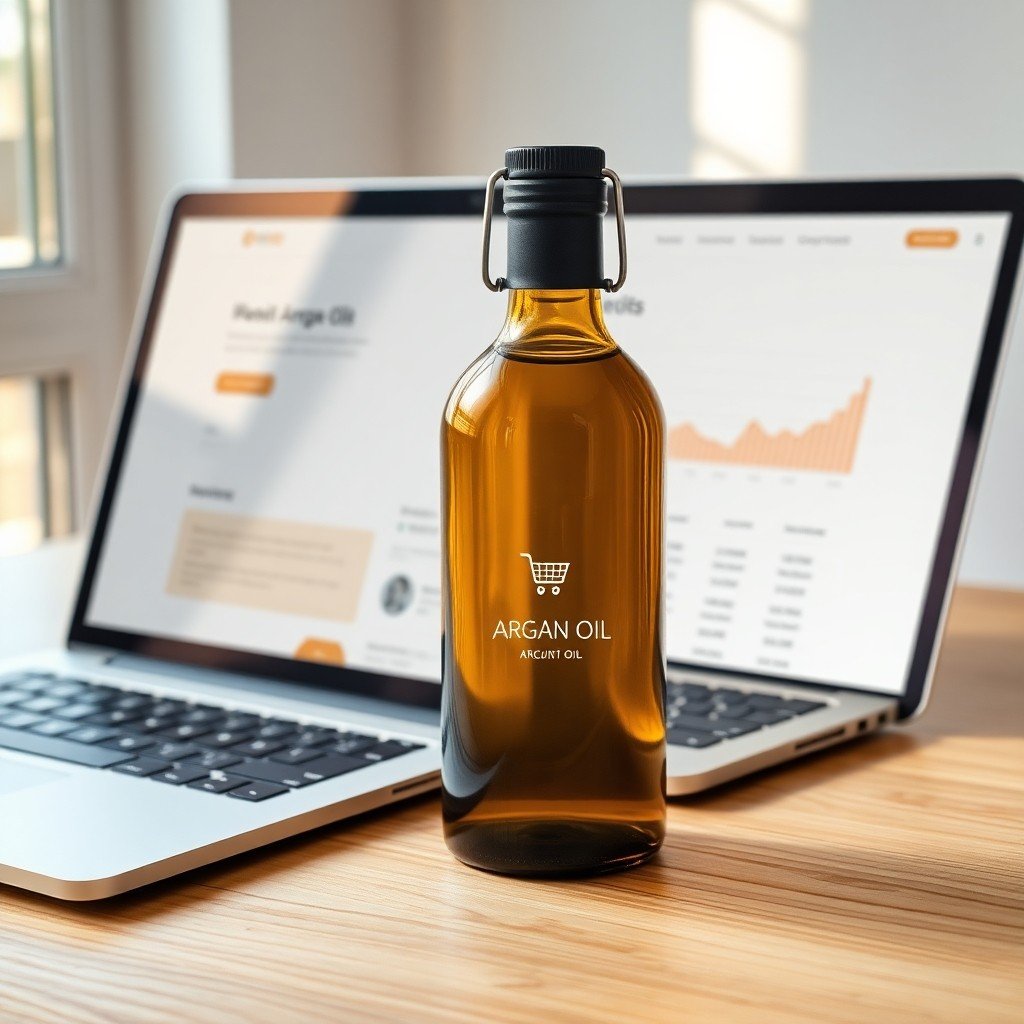 {"prompt":"A high-quality, professional product shot of a dark amber glass bottle filled with golden Argan oil, placed on a rustic light oak desk next to a modern silver laptop. The laptop screen displays a minimalist e-commerce website interface with a shopping cart icon and analytics. Soft natural daylight streams from a window on the left, creating a warm reflection on the oil bottle and a sleek, modern business atmosphere. The color palette features rich golds, browns, and clean whites.","originalPrompt":"A high-quality, professional product shot of a dark amber glass bottle filled with golden Argan oil, placed on a rustic light oak desk next to a modern silver laptop. The laptop screen displays a minimalist e-commerce website interface with a shopping cart icon and analytics. Soft natural daylight streams from a window on the left, creating a warm reflection on the oil bottle and a sleek, modern business atmosphere. The color palette features rich golds, browns, and clean whites.","width":1024,"height":1024,"seed":42,"model":"flux","safe":false,"quality":"medium","image":[],"transparent":false,"reasoning":"balanced","audio":true,"dimensionsExplicit":true,"isMature":false,"isChild":false,"trackingData":{"actualModel":"flux","usage":{"completionImageTokens":1,"totalTokenCount":1}}}