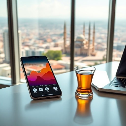 {"prompt":"A photorealistic, high-angle shot of a modern business office in Casablanca with a large window overlooking the cityscape and the Hassan II Mosque in the distance. In the foreground, a sleek smartphone displays a colorful analytics graph with an upward trend, symbolizing growing mobile traffic. The desk has a traditional Moroccan tea glass next to a laptop. The lighting is bright natural daylight, conveying a mood of optimism, clarity, and professional growth.","originalPrompt":"A photorealistic, high-angle shot of a modern business office in Casablanca with a large window overlooking the cityscape and the Hassan II Mosque in the distance. In the foreground, a sleek smartphone displays a colorful analytics graph with an upward trend, symbolizing growing mobile traffic. The desk has a traditional Moroccan tea glass next to a laptop. The lighting is bright natural daylight, conveying a mood of optimism, clarity, and professional growth.","width":512,"height":512,"seed":42,"model":"flux","safe":false,"quality":"medium","image":[],"transparent":false,"reasoning":"balanced","audio":true,"dimensionsExplicit":true,"isMature":false,"isChild":false,"trackingData":{"actualModel":"flux","usage":{"completionImageTokens":1,"totalTokenCount":1}}}