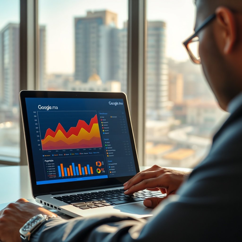 {"prompt":"A close-up shot of a Moroccan digital marketing professional working in a modern, sunlit office in Casablanca. The person is looking intently at a laptop screen that displays colorful SEO analytics graphs, a heatmap of user activity, and a dashboard labeled 'Google.ma'. The background features a blurred view of the modern city skyline through a large window, blending warm natural light with the cool blue glow of the computer screen. The mood is professional, strategic, and focused, highlighting the intersection of local expertise and technical analysis.","originalPrompt":"A close-up shot of a Moroccan digital marketing professional working in a modern, sunlit office in Casablanca. The person is looking intently at a laptop screen that displays colorful SEO analytics graphs, a heatmap of user activity, and a dashboard labeled 'Google.ma'. The background features a blurred view of the modern city skyline through a large window, blending warm natural light with the cool blue glow of the computer screen. The mood is professional, strategic, and focused, highlighting the intersection of local expertise and technical analysis.","width":1024,"height":1024,"seed":42,"model":"flux","safe":false,"quality":"medium","image":[],"transparent":false,"reasoning":"balanced","audio":true,"dimensionsExplicit":true,"has_nsfw_concept":false,"concept":null,"trackingData":{"actualModel":"flux","usage":{"completionImageTokens":1,"totalTokenCount":1}}}