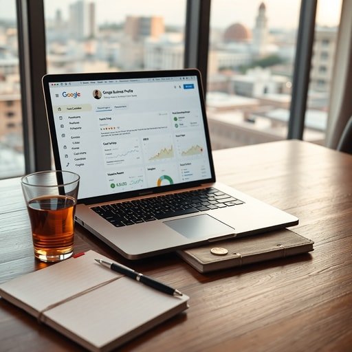 Optimizing Google Business Profile dashboard on a laptop