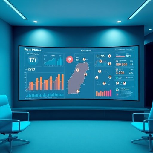 Digital KPI dashboard with Moroccan map and influencer performance metrics