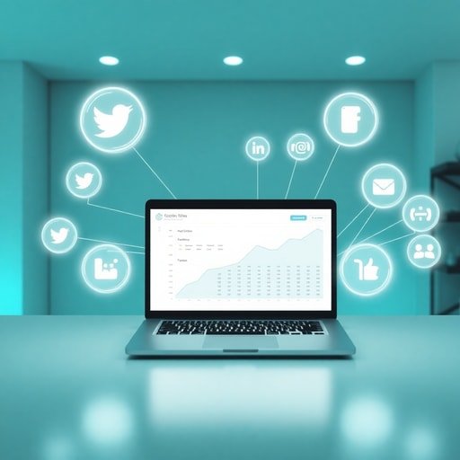 Stratégie de marketing digital reliant les réseaux sociaux et le SEO pour améliorer le classement et la visibilité sur internet.