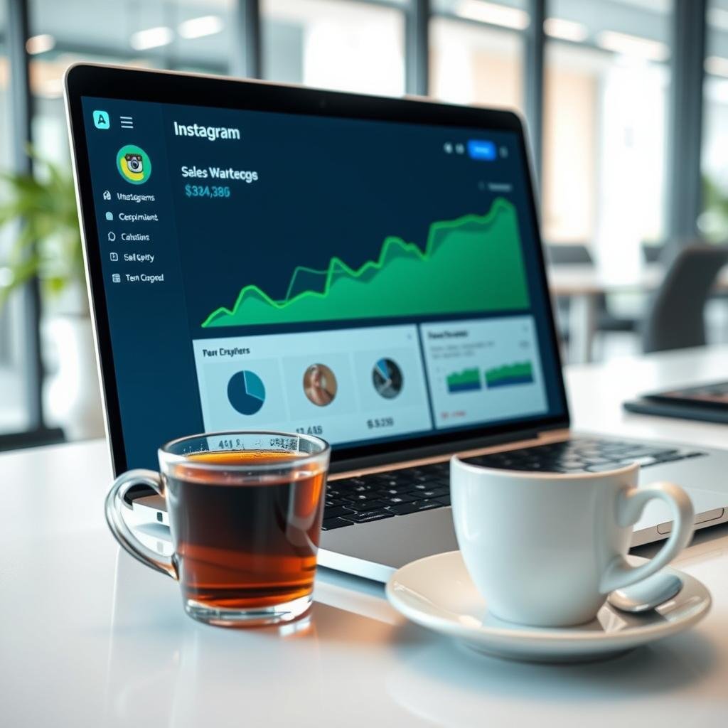 Instagram marketing analytics dashboard showing sales growth