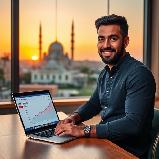 {"prompt":"A young Moroccan business owner in a modern co-working space in Casablanca, sitting at a wooden desk with a laptop displaying the Google Search Console performance report filtered for Morocco, showing a rising line graph of local impressions; behind him, a large window reveals the Casablanca skyline with the Hassan II Mosque at sunset, warm orange and teal lighting casting a hopeful, focused mood.","originalPrompt":"A young Moroccan business owner in a modern co-working space in Casablanca, sitting at a wooden desk with a laptop displaying the Google Search Console performance report filtered for Morocco, showing a rising line graph of local impressions; behind him, a large window reveals the Casablanca skyline with the Hassan II Mosque at sunset, warm orange and teal lighting casting a hopeful, focused mood.","width":512,"height":512,"seed":42,"model":"flux","safe":false,"quality":"medium","image":[],"transparent":false,"reasoning":"balanced","audio":true,"dimensionsExplicit":true,"has_nsfw_concept":false,"concept":null,"trackingData":{"actualModel":"flux","usage":{"completionImageTokens":1,"totalTokenCount":1}}}