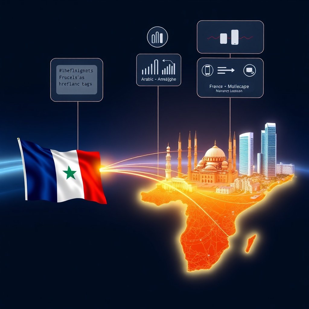 {"prompt":"A futuristic digital illustration depicting a connection between France and Morocco. On the left, a stylized French flag transitions into a glowing fiber-optic cable that spans across the Mediterranean Sea to a vibrant Moroccan landscape on the right, featuring the Hassan II Mosque and modern skyscrapers. Floating above the map are holographic interface elements showing code snippets (hreflang tags), analytics graphs trending upward, and icons representing mobile devices and language toggles (French, Arabic, Amazighe). The color palette blends deep tech blue with warm Moroccan terracotta and gold, illuminated by soft, futuristic lighting to convey innovation and expansion.","originalPrompt":"A futuristic digital illustration depicting a connection between France and Morocco. On the left, a stylized French flag transitions into a glowing fiber-optic cable that spans across the Mediterranean Sea to a vibrant Moroccan landscape on the right, featuring the Hassan II Mosque and modern skyscrapers. Floating above the map are holographic interface elements showing code snippets (hreflang tags), analytics graphs trending upward, and icons representing mobile devices and language toggles (French, Arabic, Amazighe). The color palette blends deep tech blue with warm Moroccan terracotta and gold, illuminated by soft, futuristic lighting to convey innovation and expansion.","width":1024,"height":1024,"seed":42,"model":"flux","safe":false,"quality":"medium","image":[],"transparent":false,"reasoning":"balanced","audio":true,"dimensionsExplicit":true,"has_nsfw_concept":false,"concept":null,"trackingData":{"actualModel":"flux","usage":{"completionImageTokens":1,"totalTokenCount":1}}}