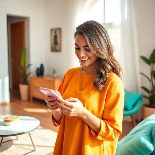 {"prompt":"A vibrant lifestyle shot of a young Moroccan woman smiling while shopping on her smartphone in a modern, sun-drenched apartment in Marrakech. The background showcases a blend of contemporary minimalist furniture and traditional Moroccan mosaic tiles (zellige). Natural light floods the room, highlighting the screen of the phone which displays a colorful e-commerce interface. The mood is joyful and modern, with a color palette featuring terracotta, turquoise, and warm white.","originalPrompt":"A vibrant lifestyle shot of a young Moroccan woman smiling while shopping on her smartphone in a modern, sun-drenched apartment in Marrakech. The background showcases a blend of contemporary minimalist furniture and traditional Moroccan mosaic tiles (zellige). Natural light floods the room, highlighting the screen of the phone which displays a colorful e-commerce interface. The mood is joyful and modern, with a color palette featuring terracotta, turquoise, and warm white.","width":512,"height":512,"seed":42,"model":"flux","safe":false,"quality":"medium","image":[],"transparent":false,"reasoning":"balanced","audio":true,"dimensionsExplicit":true,"isMature":false,"isChild":false,"trackingData":{"actualModel":"flux","usage":{"completionImageTokens":1,"totalTokenCount":1}}}