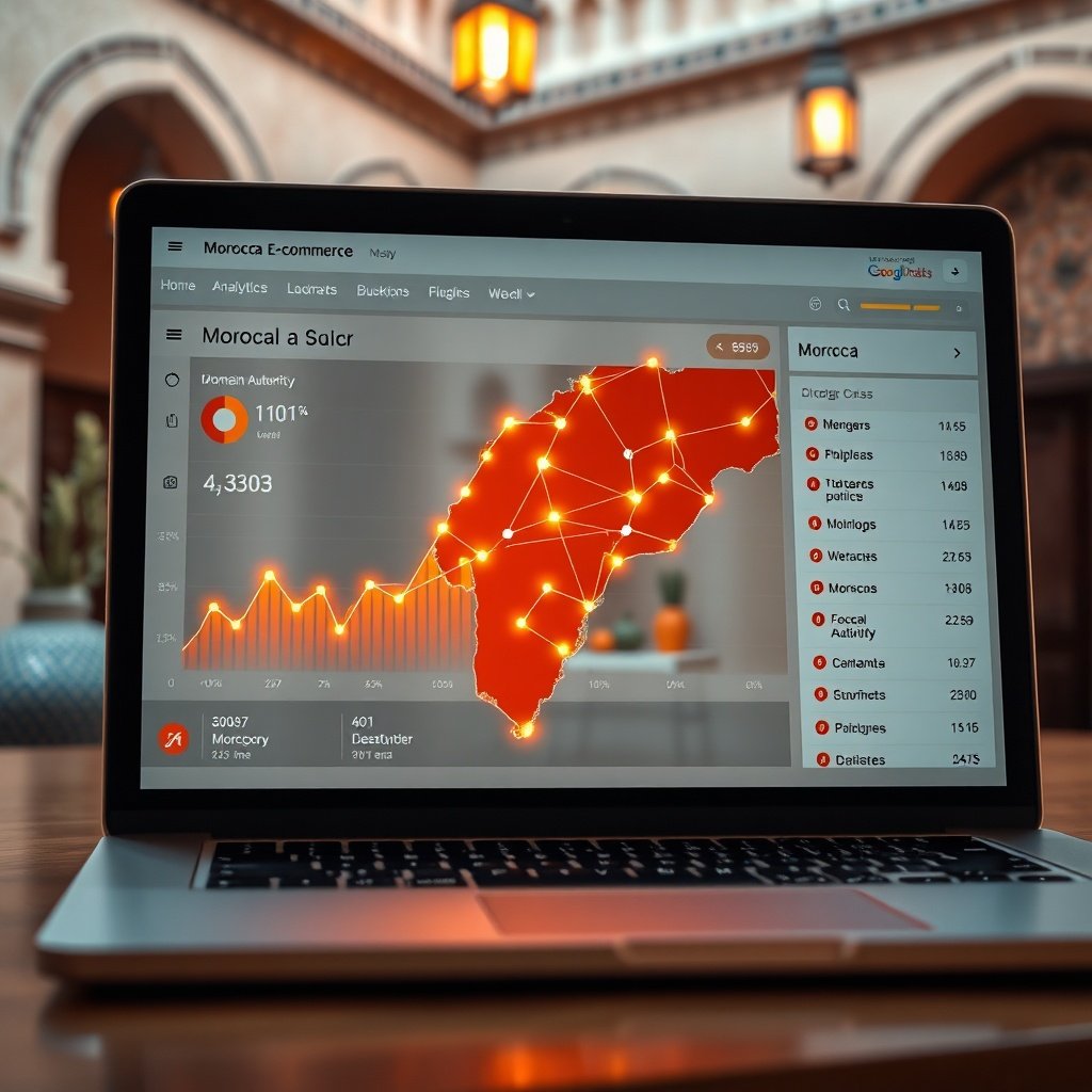 {"prompt":"Photorealistic closeup of a laptop screen displaying a Moroccan ecommerce dashboard. The screen shows a dynamic map of Morocco overlaid with glowing nodes connected by bright lines to symbolize backlink links. Analytics graphs, domain authority metrics, and a list of local directory names are visible on the dashboard. In the background, a subtle image of a Moroccan riad courtyard with traditional tiles and lanterns blends modern digital marketing with Moroccan heritage. Warm, professional lighting highlights detail and clarity, making it suitable for a business article illustration.","originalPrompt":"Photorealistic closeup of a laptop screen displaying a Moroccan ecommerce dashboard. The screen shows a dynamic map of Morocco overlaid with glowing nodes connected by bright lines to symbolize backlink links. Analytics graphs, domain authority metrics, and a list of local directory names are visible on the dashboard. In the background, a subtle image of a Moroccan riad courtyard with traditional tiles and lanterns blends modern digital marketing with Moroccan heritage. Warm, professional lighting highlights detail and clarity, making it suitable for a business article illustration.","width":1024,"height":1024,"seed":42,"model":"flux","safe":false,"quality":"medium","image":[],"transparent":false,"reasoning":"balanced","audio":true,"dimensionsExplicit":true,"has_nsfw_concept":false,"concept":null,"trackingData":{"actualModel":"flux","usage":{"completionImageTokens":1,"totalTokenCount":1}}}