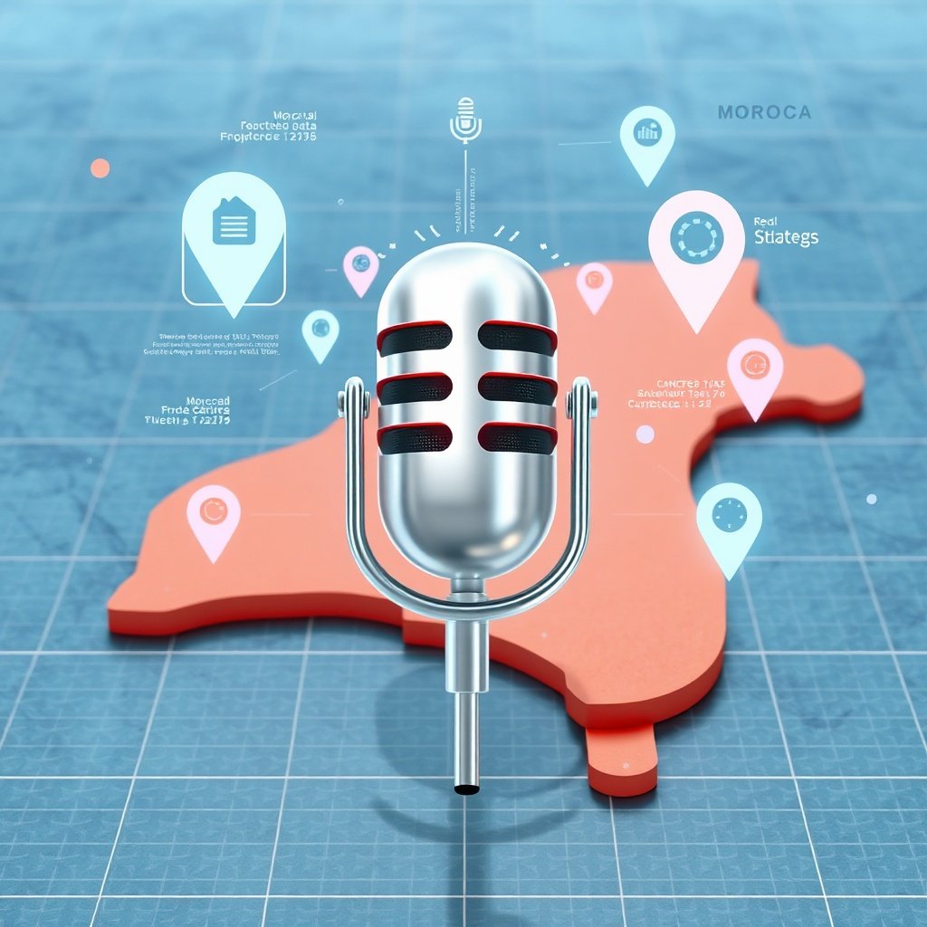 Schéma conceptuel de stratégie de référencement et assistant virtuel pour aider les entreprises à optimiser SEO recherche vocale Maroc.