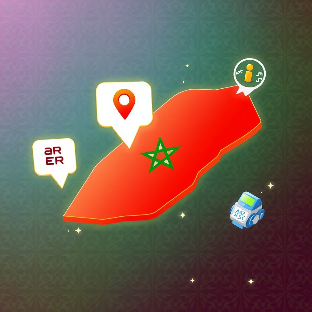 {"prompt":"A vibrant digital illustration of Morocco's map in the center, surrounded by floating icons representing local SEO elements: a location pin with a star, a multilingual speech bubble showing 'AR', 'FR', 'AM' (Arabic, French, Amazigh), a lightning bolt symbolizing fast loading speed, and a small robot or AI chip. The background is a gradient of Moroccan colors (deep red, green, and gold) with subtle geometric patterns inspired by Zellige tiles. The mood is dynamic and modern, with bright, energetic lighting that highlights each icon. The scene conveys a sense of hyper-localized digital presence and cutting-edge technology.","originalPrompt":"A vibrant digital illustration of Morocco's map in the center, surrounded by floating icons representing local SEO elements: a location pin with a star, a multilingual speech bubble showing 'AR', 'FR', 'AM' (Arabic, French, Amazigh), a lightning bolt symbolizing fast loading speed, and a small robot or AI chip. The background is a gradient of Moroccan colors (deep red, green, and gold) with subtle geometric patterns inspired by Zellige tiles. The mood is dynamic and modern, with bright, energetic lighting that highlights each icon. The scene conveys a sense of hyper-localized digital presence and cutting-edge technology.","width":1024,"height":1024,"seed":42,"model":"flux","safe":false,"quality":"medium","image":[],"transparent":false,"reasoning":"balanced","audio":true,"dimensionsExplicit":true,"has_nsfw_concept":false,"concept":null,"trackingData":{"actualModel":"flux","usage":{"completionImageTokens":1,"totalTokenCount":1}}}