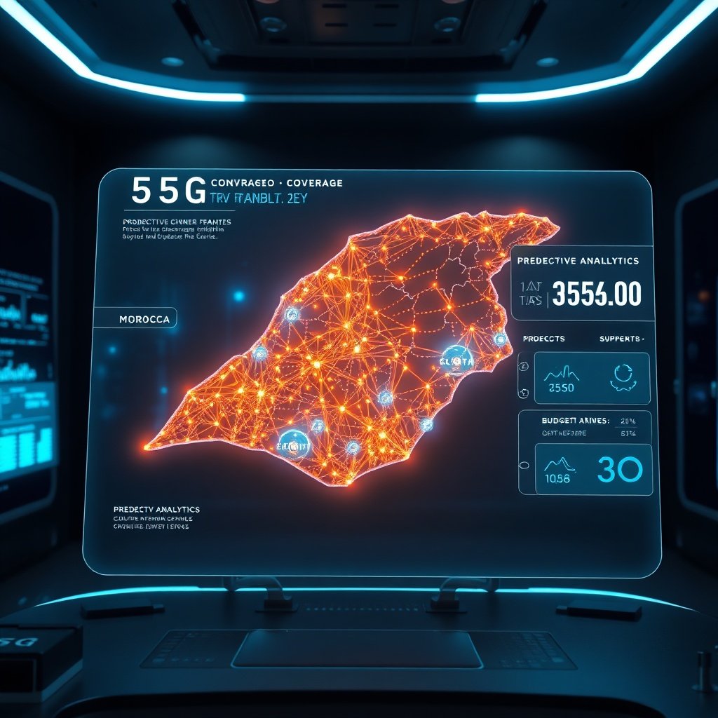 {"prompt":"A photorealistic 3D render of a futuristic command center focusing on a glowing holographic map of Morocco. The map is illuminated by neon blue and amber data points representing 5G coverage and user mobility flows. A sleek, translucent digital interface overlays the map, displaying predictive analytics, conversion rates, and budget adjustments. The setting is a dark, high-tech room with soft ambient lighting, creating a mood of precision, innovation, and advanced technological control.","originalPrompt":"A photorealistic 3D render of a futuristic command center focusing on a glowing holographic map of Morocco. The map is illuminated by neon blue and amber data points representing 5G coverage and user mobility flows. A sleek, translucent digital interface overlays the map, displaying predictive analytics, conversion rates, and budget adjustments. The setting is a dark, high-tech room with soft ambient lighting, creating a mood of precision, innovation, and advanced technological control.","width":1024,"height":1024,"seed":42,"model":"flux","safe":false,"quality":"medium","image":[],"transparent":false,"reasoning":"balanced","audio":true,"dimensionsExplicit":true,"has_nsfw_concept":false,"concept":null,"trackingData":{"actualModel":"flux","usage":{"completionImageTokens":1,"totalTokenCount":1}}}