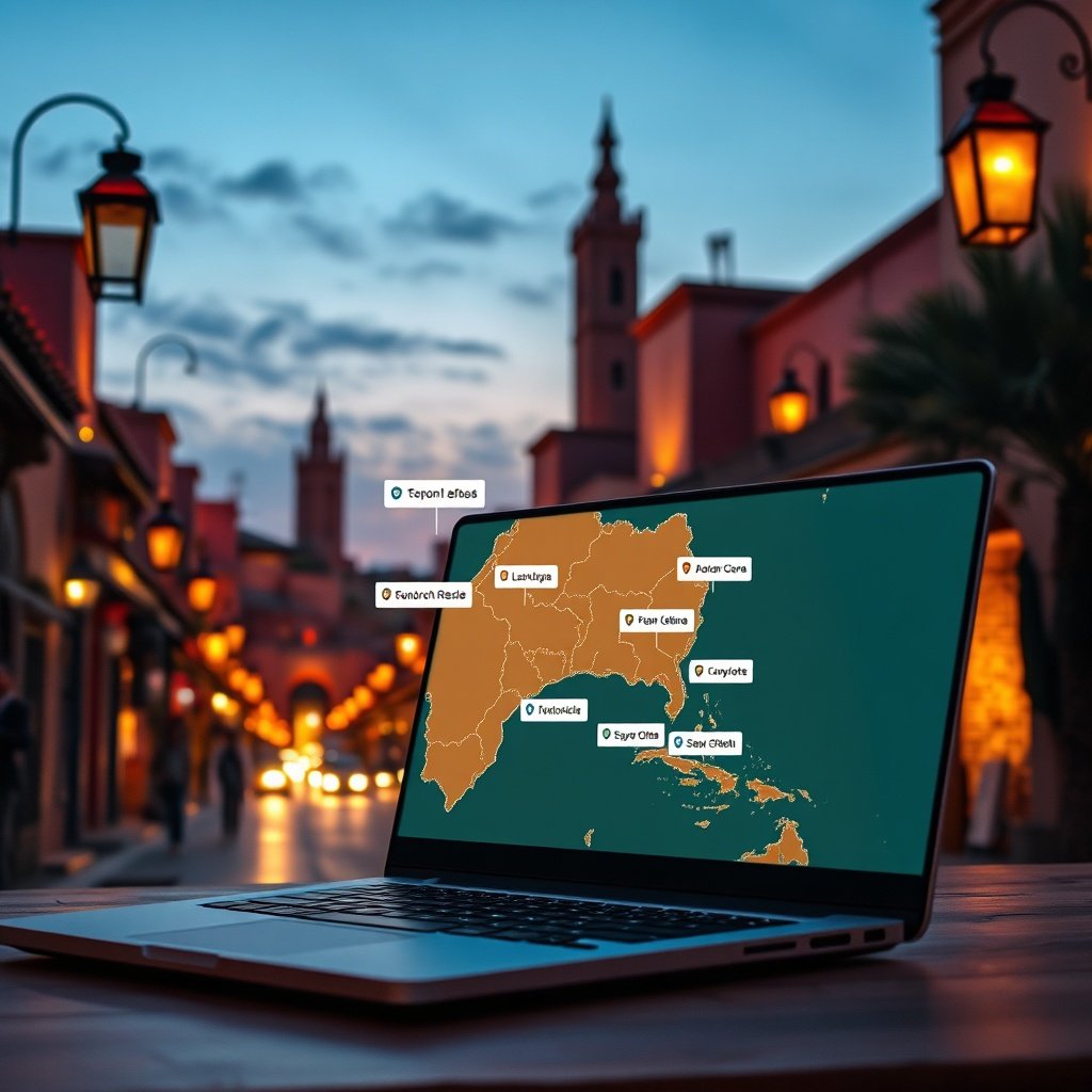 {"prompt":"A vibrant street view of Marrakech at twilight, with lanterns and traditional riads glowing in warm amber and deep reds. In the foreground, a sleek laptop screen projects a glowing, animated map of Morocco with digital search result boxes hovering over major cities. The scene blends modern technology with historic architecture, creating a dynamic contrast between past and future. Soft, cinematic lighting highlights the laptops glow against the dusk sky, evoking a sense of progress and opportunity.","originalPrompt":"A vibrant street view of Marrakech at twilight, with lanterns and traditional riads glowing in warm amber and deep reds. In the foreground, a sleek laptop screen projects a glowing, animated map of Morocco with digital search result boxes hovering over major cities. The scene blends modern technology with historic architecture, creating a dynamic contrast between past and future. Soft, cinematic lighting highlights the laptops glow against the dusk sky, evoking a sense of progress and opportunity.","width":1024,"height":1024,"seed":42,"model":"flux","safe":false,"quality":"medium","image":[],"transparent":false,"reasoning":"balanced","audio":true,"dimensionsExplicit":true,"has_nsfw_concept":false,"concept":null,"trackingData":{"actualModel":"flux","usage":{"completionImageTokens":1,"totalTokenCount":1}}}