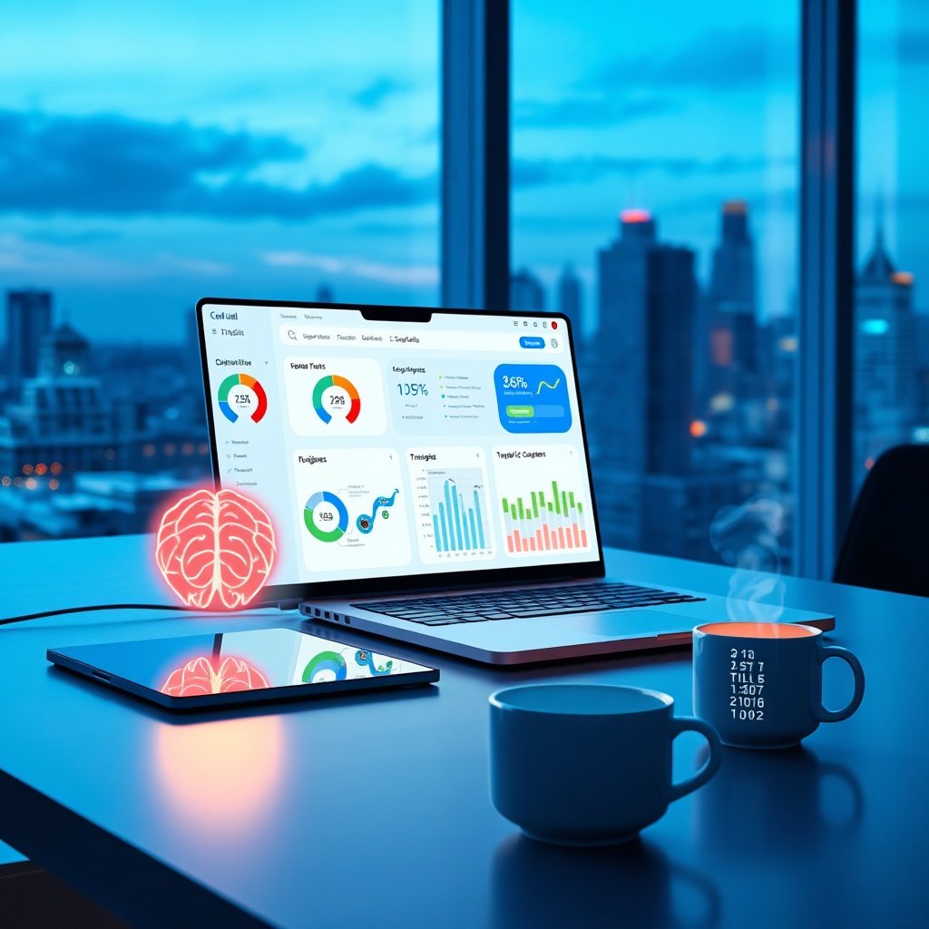 {"prompt":"A modern office desk bathed in cool blue and soft white light, featuring a sleek laptop displaying a vibrant SEO audit dashboard. The screen shows colorful Core Web Vitals gauges, AI-generated keyword clusters, and traffic graphs. Beside the laptop lies a tablet with a glowing AI brain icon, and a coffee cup with steam forming tiny code snippets. In the background, a large window reveals a city skyline at dusk, with subtle neon accents reflecting the techforward mood. The overall atmosphere is focused, professional, and futuristic.","originalPrompt":"A modern office desk bathed in cool blue and soft white light, featuring a sleek laptop displaying a vibrant SEO audit dashboard. The screen shows colorful Core Web Vitals gauges, AI-generated keyword clusters, and traffic graphs. Beside the laptop lies a tablet with a glowing AI brain icon, and a coffee cup with steam forming tiny code snippets. In the background, a large window reveals a city skyline at dusk, with subtle neon accents reflecting the techforward mood. The overall atmosphere is focused, professional, and futuristic.","width":1024,"height":1024,"seed":42,"model":"flux","safe":false,"quality":"medium","image":[],"transparent":false,"reasoning":"balanced","audio":true,"dimensionsExplicit":true,"has_nsfw_concept":false,"concept":null,"trackingData":{"actualModel":"flux","usage":{"completionImageTokens":1,"totalTokenCount":1}}}