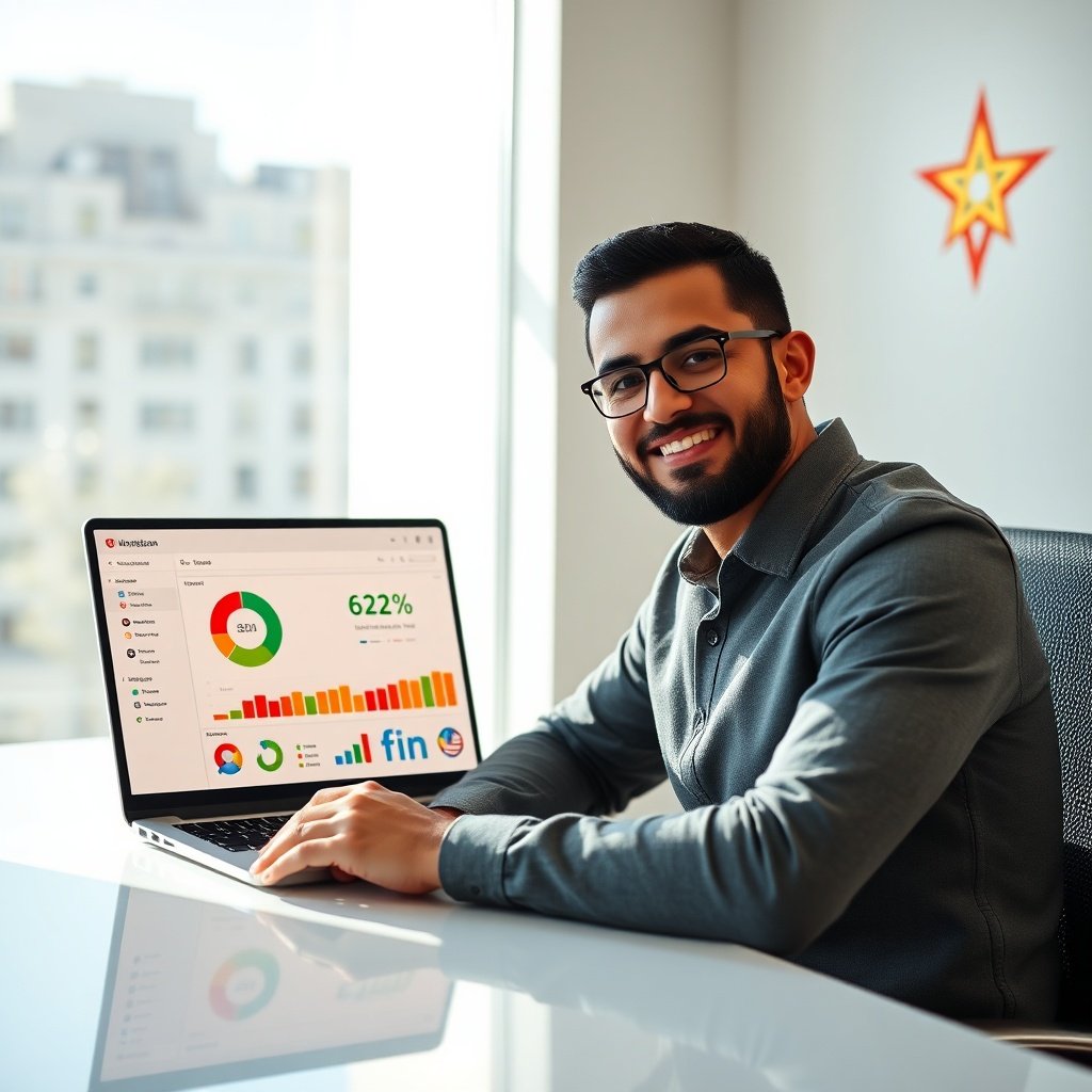 {"prompt":"A confident Moroccan smallbusiness owner seated at a modern desk, looking at a laptop screen that displays a colorful digital marketing dashboard. The dashboard shows pie charts (highlighting 62/% digital spend), SEO and SEA icons, and socialmedia logos. Behind the desk, a subtle Moroccan flag motif in red, green and gold is visible on the wall. Natural daylight streams through a large window, casting a warm, optimistic glow over the scene. The overall mood is focused and hopeful, emphasizing strategic planning and growth.","originalPrompt":"A confident Moroccan smallbusiness owner seated at a modern desk, looking at a laptop screen that displays a colorful digital marketing dashboard. The dashboard shows pie charts (highlighting 62/% digital spend), SEO and SEA icons, and socialmedia logos. Behind the desk, a subtle Moroccan flag motif in red, green and gold is visible on the wall. Natural daylight streams through a large window, casting a warm, optimistic glow over the scene. The overall mood is focused and hopeful, emphasizing strategic planning and growth.","width":1024,"height":1024,"seed":42,"model":"flux","safe":false,"quality":"medium","image":[],"transparent":false,"reasoning":"balanced","audio":true,"dimensionsExplicit":true,"has_nsfw_concept":false,"concept":null,"trackingData":{"actualModel":"flux","usage":{"completionImageTokens":1,"totalTokenCount":1}}}