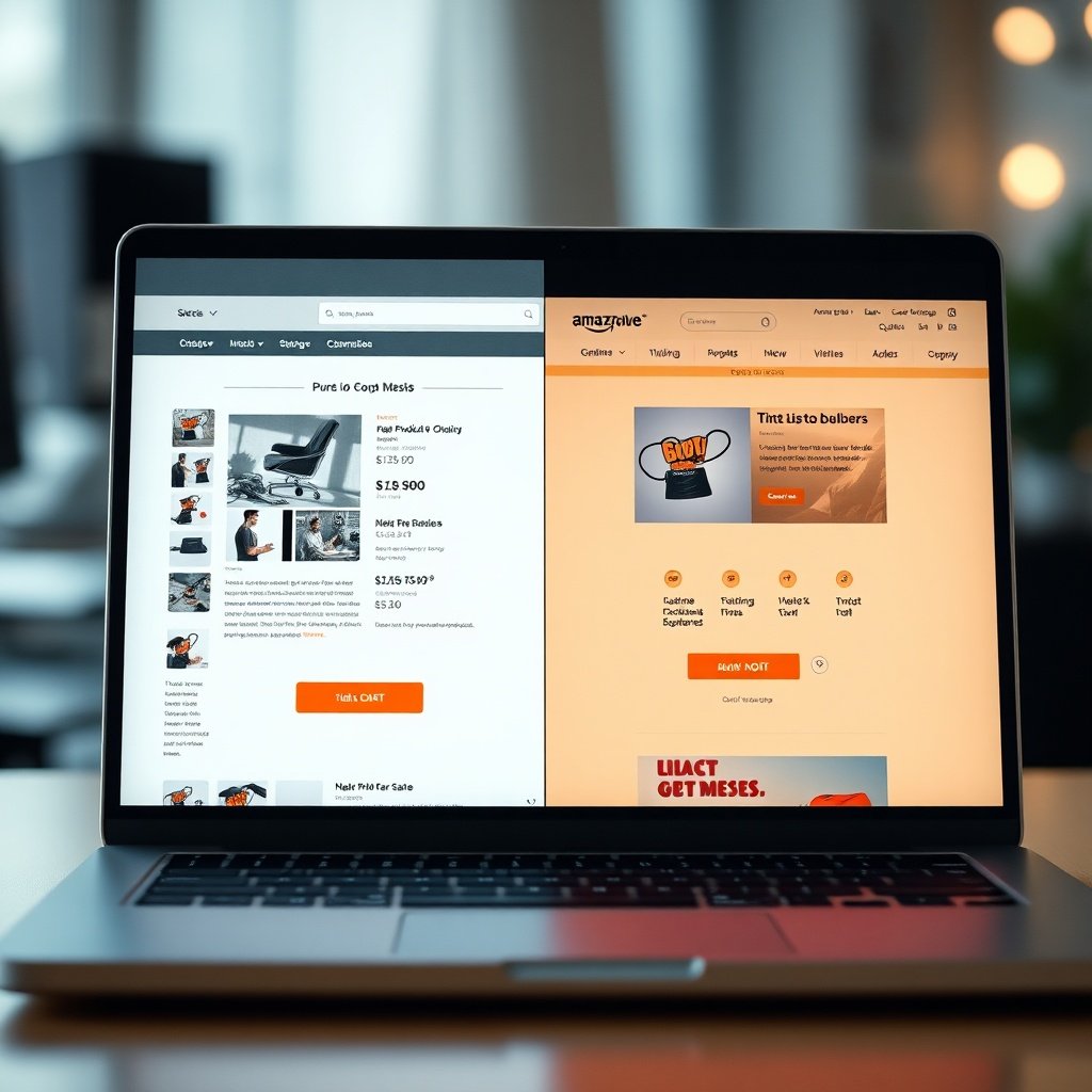 {"prompt":"A split-screen comparison of two e-commerce product pages on a laptop screen. Left side: a cluttered, dull page with tiny images, gray background, no reviews, and a hidden 'Add to Cart' button. Right side: a vibrant, clean page with a large hero product photo, clear price, star ratings, trust badges, and a bright orange CTA button. The left side is dimly lit with muted colors, while the right side is illuminated with warm, inviting light and vivid colors. The mood is transformative, showing the contrast between a failing and a high-converting product page. The setting is a modern office desk with soft bokeh background. Lighting: dramatic side lighting to emphasize the contrast.","originalPrompt":"A split-screen comparison of two e-commerce product pages on a laptop screen. Left side: a cluttered, dull page with tiny images, gray background, no reviews, and a hidden 'Add to Cart' button. Right side: a vibrant, clean page with a large hero product photo, clear price, star ratings, trust badges, and a bright orange CTA button. The left side is dimly lit with muted colors, while the right side is illuminated with warm, inviting light and vivid colors. The mood is transformative, showing the contrast between a failing and a high-converting product page. The setting is a modern office desk with soft bokeh background. Lighting: dramatic side lighting to emphasize the contrast.","width":1024,"height":1024,"seed":42,"model":"flux","safe":false,"quality":"medium","image":[],"transparent":false,"reasoning":"balanced","audio":true,"dimensionsExplicit":true,"has_nsfw_concept":false,"concept":null,"trackingData":{"actualModel":"flux","usage":{"completionImageTokens":1,"totalTokenCount":1}}}