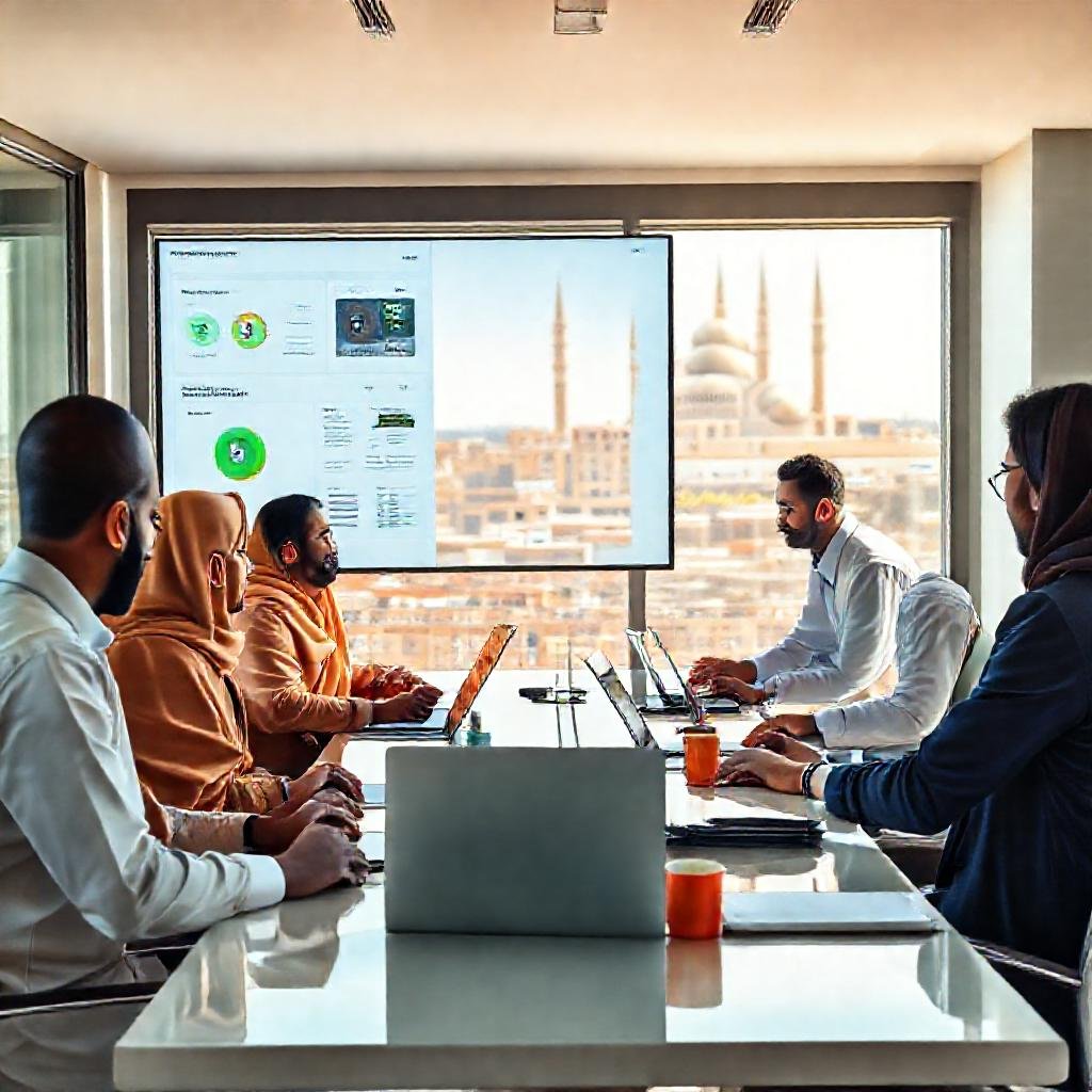 {"prompt":"A modern Moroccan marketing team working in a bright, contemporary office in Casablanca, with a large screen displaying SEO dashboards and automation workflows. The scene shows a diverse group of professionalssome wearing traditional Moroccan attire, others in business casualcollaborating around a sleek desk with laptops and coffee cups. In the background, a window overlooks the city skyline with the Hassan II Mosque in the distance. The color palette includes warm earthy tones (terracotta, sand, deep blue) mixed with vibrant digital accents (green, orange) from the screens. The mood is energetic and forward-thinking, with natural daylight streaming through the window, casting soft shadows. The lighting is bright and airy, emphasizing clarity and innovation.","originalPrompt":"A modern Moroccan marketing team working in a bright, contemporary office in Casablanca, with a large screen displaying SEO dashboards and automation workflows. The scene shows a diverse group of professionalssome wearing traditional Moroccan attire, others in business casualcollaborating around a sleek desk with laptops and coffee cups. In the background, a window overlooks the city skyline with the Hassan II Mosque in the distance. The color palette includes warm earthy tones (terracotta, sand, deep blue) mixed with vibrant digital accents (green, orange) from the screens. The mood is energetic and forward-thinking, with natural daylight streaming through the window, casting soft shadows. The lighting is bright and airy, emphasizing clarity and innovation.","width":1024,"height":1024,"seed":42,"model":"flux-deepinfra","safe":false,"quality":"medium","image":[],"transparent":false,"reasoning":"balanced","audio":true,"dimensionsExplicit":true,"isMature":false,"isChild":false,"trackingData":{"actualModel":"flux-deepinfra","usage":{"completionImageTokens":1,"totalTokenCount":1}}}