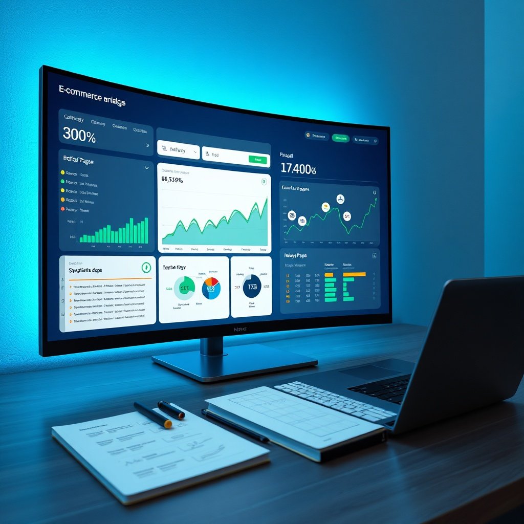 {"prompt":"A photorealistic, modern digital workspace featuring a large, curved monitor displaying an e-commerce SEO analytics dashboard. The screen clearly visualizes a conversion funnel flowing from broad category pages down to individual product listings, alongside rising performance graphs, structured data badges, and mobile-responsive interface previews. The desk holds a minimalist laptop, a designer pen, and a notebook with hand-drawn sitemap wireframes. The color palette combines professional deep navy and slate gray tones, contrasted with vibrant emerald green data lines and soft gold accent highlights. The mood is strategic, analytical, and forward-thinking, evoking precision and measurable growth. Lighting is soft and diffused with a subtle cool-blue screen glow illuminating the workspace, creating depth and a focused, professional atmosphere.","originalPrompt":"A photorealistic, modern digital workspace featuring a large, curved monitor displaying an e-commerce SEO analytics dashboard. The screen clearly visualizes a conversion funnel flowing from broad category pages down to individual product listings, alongside rising performance graphs, structured data badges, and mobile-responsive interface previews. The desk holds a minimalist laptop, a designer pen, and a notebook with hand-drawn sitemap wireframes. The color palette combines professional deep navy and slate gray tones, contrasted with vibrant emerald green data lines and soft gold accent highlights. The mood is strategic, analytical, and forward-thinking, evoking precision and measurable growth. Lighting is soft and diffused with a subtle cool-blue screen glow illuminating the workspace, creating depth and a focused, professional atmosphere.","width":1024,"height":1024,"seed":42,"model":"black-forest-labs/flux.1-schnell","safe":false,"quality":"medium","image":[],"transparent":false,"reasoning":"balanced","audio":true,"dimensionsExplicit":true,"has_nsfw_concept":false,"concept":null,"trackingData":{"actualModel":"black-forest-labs/flux.1-schnell","usage":{"completionImageTokens":1,"totalTokenCount":1}}}