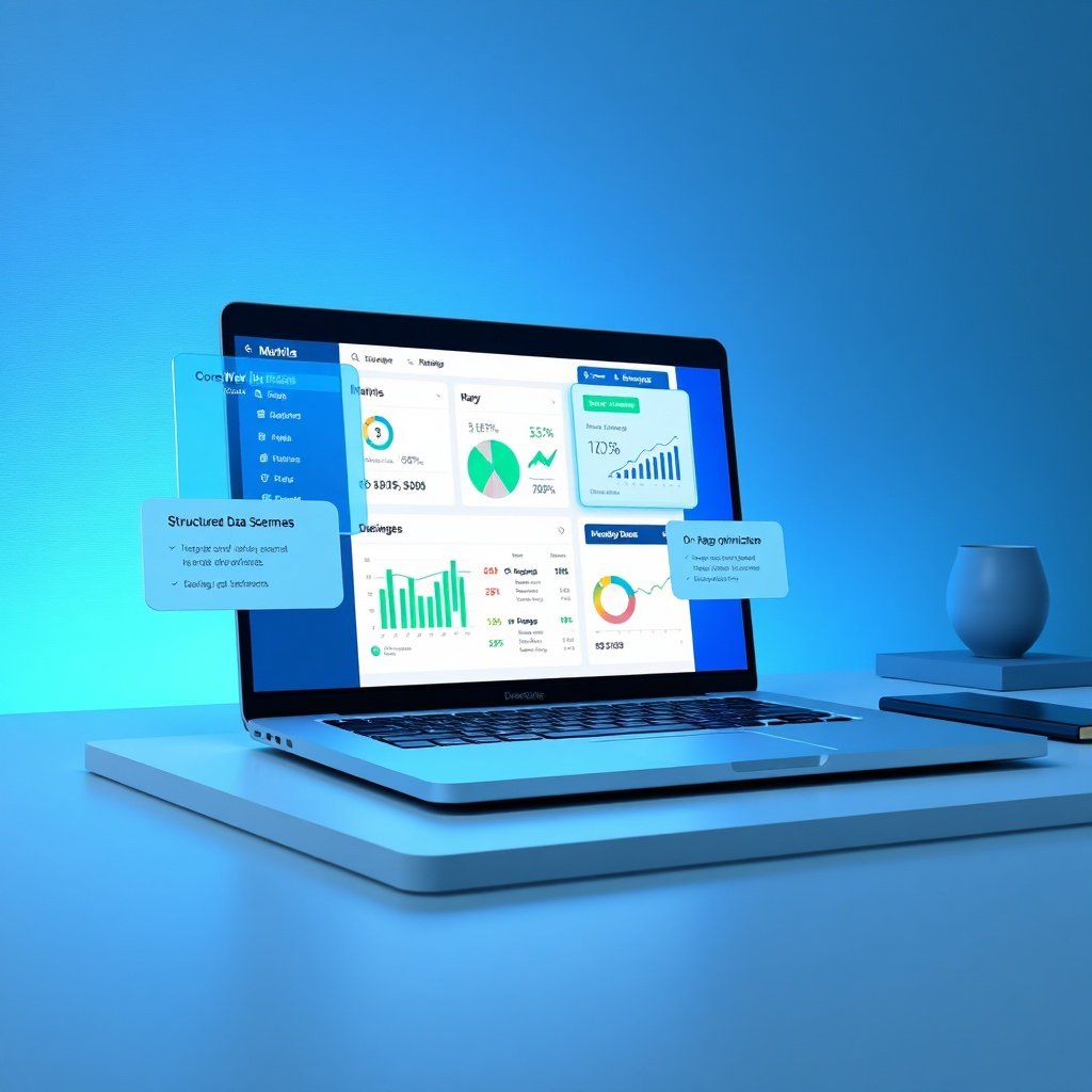 {"prompt":"A hyper-realistic digital illustration of a sleek modern laptop resting on a minimalist workspace, its screen displaying a clean WordPress dashboard overlaid with translucent floating UI panels showing Core Web Vitals metrics, structured data schemas, and on-page optimization graphs. The composition uses a professional tech palette of deep navy blues, vibrant emerald greens, and crisp whites, with soft ambient room lighting blending into a cool blue screen glow that creates depth and focuses attention on the central interface. The mood is efficient, modern, and authoritative, conveying seamless technical performance and intelligent website management.","originalPrompt":"A hyper-realistic digital illustration of a sleek modern laptop resting on a minimalist workspace, its screen displaying a clean WordPress dashboard overlaid with translucent floating UI panels showing Core Web Vitals metrics, structured data schemas, and on-page optimization graphs. The composition uses a professional tech palette of deep navy blues, vibrant emerald greens, and crisp whites, with soft ambient room lighting blending into a cool blue screen glow that creates depth and focuses attention on the central interface. The mood is efficient, modern, and authoritative, conveying seamless technical performance and intelligent website management.","width":1024,"height":1024,"seed":42,"model":"black-forest-labs/flux.1-schnell","safe":false,"quality":"medium","image":[],"transparent":false,"reasoning":"balanced","audio":true,"dimensionsExplicit":true,"has_nsfw_concept":false,"concept":null,"trackingData":{"actualModel":"black-forest-labs/flux.1-schnell","usage":{"completionImageTokens":1,"totalTokenCount":1}}}