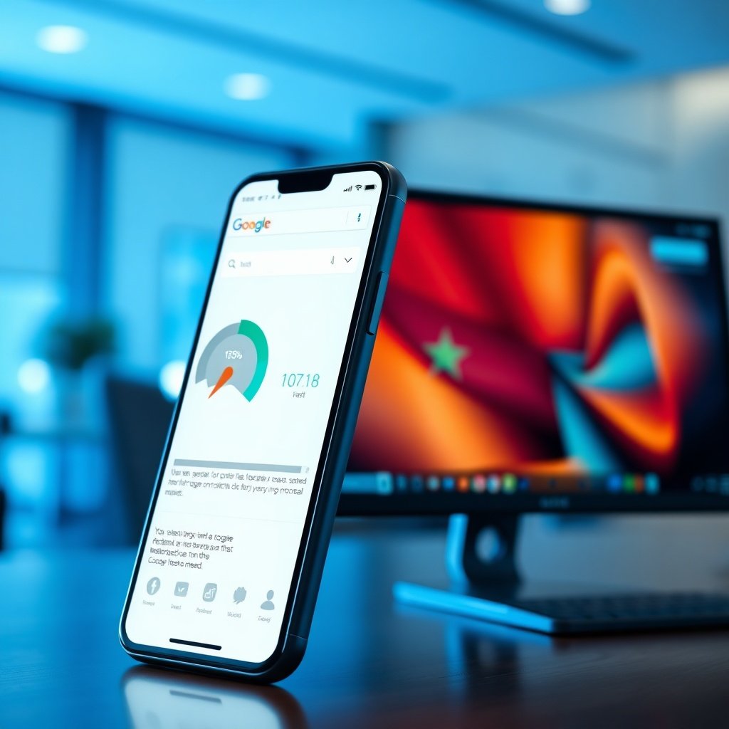 Stratégie SEO mobile-first Maroc : comparaison visuelle entre un smartphone prioritaire et un ordinateur de bureau secondaire, illustrant l'indexation mobile-first de Google pour le marché marocain.