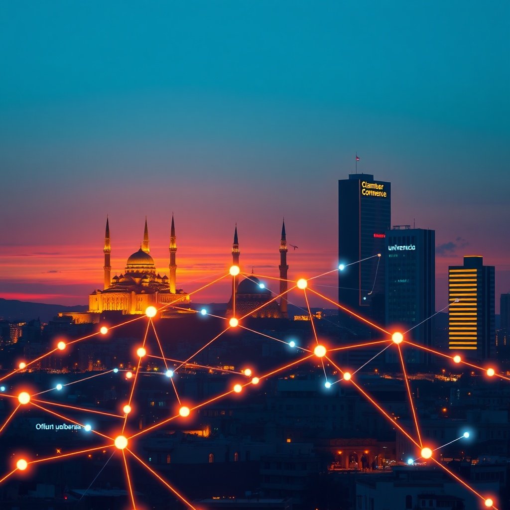 {"prompt":"A modern digital illustration of the Casablanca skyline at sunset, featuring iconic landmarks like the Hassan II Mosque and the Twin Center towers. Overlaid on the skyline is a glowing network of interconnected nodes and lines, representing backlinks, linking local media outlets, the Chamber of Commerce, and a university building. The lines pulse with warm orange and blue light, symbolizing digital connectivity and local SEO. The mood is professional and dynamic, with a gradient sky of deep blue and amber, and soft glowing lights from the city. The composition emphasizes the network overlay as the focal point, blending the physical city with the virtual world of local netlinking.","originalPrompt":"A modern digital illustration of the Casablanca skyline at sunset, featuring iconic landmarks like the Hassan II Mosque and the Twin Center towers. Overlaid on the skyline is a glowing network of interconnected nodes and lines, representing backlinks, linking local media outlets, the Chamber of Commerce, and a university building. The lines pulse with warm orange and blue light, symbolizing digital connectivity and local SEO. The mood is professional and dynamic, with a gradient sky of deep blue and amber, and soft glowing lights from the city. The composition emphasizes the network overlay as the focal point, blending the physical city with the virtual world of local netlinking.","width":1024,"height":1024,"seed":42,"model":"flux","safe":false,"quality":"medium","image":[],"transparent":false,"reasoning":"balanced","audio":true,"dimensionsExplicit":true,"has_nsfw_concept":false,"concept":null,"trackingData":{"actualModel":"flux","usage":{"completionImageTokens":1,"totalTokenCount":1}}}