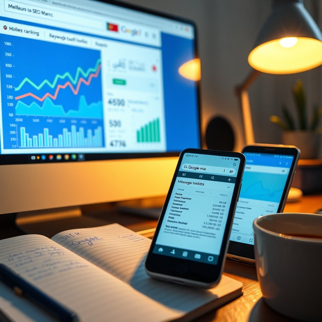 Outils SEO pour le Maroc - tableau de bord analytique avec recherches multilingues en français, arabe et darija, et données Google.ma localisées