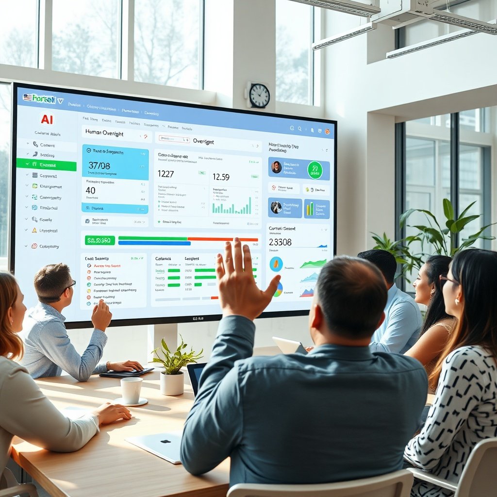 Stratégie de tendances IA générative SEO : des experts supervisent une IA qui génère du contenu optimisé, intégrant l'EEAT et les données structurées pour renforcer la visibilité dans les réponses génératives.