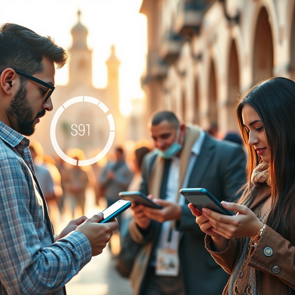 {"prompt":"A contemporary scene in a bustling Moroccan urban setting, where diverse young professionals and entrepreneurs interact with sleek smartphones displaying fast-loading, mobile-optimized websites. Subtle, elegant graphical overlays like smooth progress rings and speed indicators float near the devices, blending seamlessly with the environment. The background features iconic Moroccan architectural motifs softened into a modern bokeh effect. Warm golden-hour sunlight filters through the scene, casting soft, natural shadows, while cool cyan and white digital accents create a futuristic yet grounded mood. Photorealistic style, 4K resolution, clean commercial photography aesthetic.","originalPrompt":"A contemporary scene in a bustling Moroccan urban setting, where diverse young professionals and entrepreneurs interact with sleek smartphones displaying fast-loading, mobile-optimized websites. Subtle, elegant graphical overlays like smooth progress rings and speed indicators float near the devices, blending seamlessly with the environment. The background features iconic Moroccan architectural motifs softened into a modern bokeh effect. Warm golden-hour sunlight filters through the scene, casting soft, natural shadows, while cool cyan and white digital accents create a futuristic yet grounded mood. Photorealistic style, 4K resolution, clean commercial photography aesthetic.","width":1024,"height":1024,"seed":42,"model":"black-forest-labs/flux.1-schnell","safe":false,"quality":"medium","image":[],"transparent":false,"reasoning":"balanced","audio":true,"dimensionsExplicit":true,"has_nsfw_concept":false,"concept":null,"trackingData":{"actualModel":"black-forest-labs/flux.1-schnell","usage":{"completionImageTokens":1,"totalTokenCount":1}}}