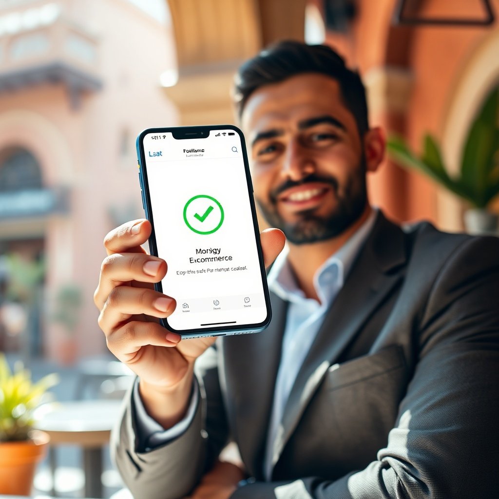 {"prompt":"A modern Moroccan professional holding a sleek smartphone in a sunlit urban café in Casablanca, the screen displays a crisp, fully loaded e-commerce interface with a green checkmark indicating fast loading. The background features soft-focus Moroccan architectural details and warm terracotta tones. The lighting is bright and natural, casting gentle shadows, evoking a mood of efficiency, trust, and seamless digital experience. Colors are vibrant yet balanced, with emphasis on blues and whites from the interface contrasting against warm earthy backgrounds.","originalPrompt":"A modern Moroccan professional holding a sleek smartphone in a sunlit urban café in Casablanca, the screen displays a crisp, fully loaded e-commerce interface with a green checkmark indicating fast loading. The background features soft-focus Moroccan architectural details and warm terracotta tones. The lighting is bright and natural, casting gentle shadows, evoking a mood of efficiency, trust, and seamless digital experience. Colors are vibrant yet balanced, with emphasis on blues and whites from the interface contrasting against warm earthy backgrounds.","width":1024,"height":1024,"seed":42,"model":"black-forest-labs/flux.1-schnell","safe":false,"quality":"medium","image":[],"transparent":false,"reasoning":"balanced","dimensionsExplicit":true,"has_nsfw_concept":false,"concept":null,"trackingData":{"actualModel":"black-forest-labs/flux.1-schnell","usage":{"completionImageTokens":1,"totalTokenCount":1}}}