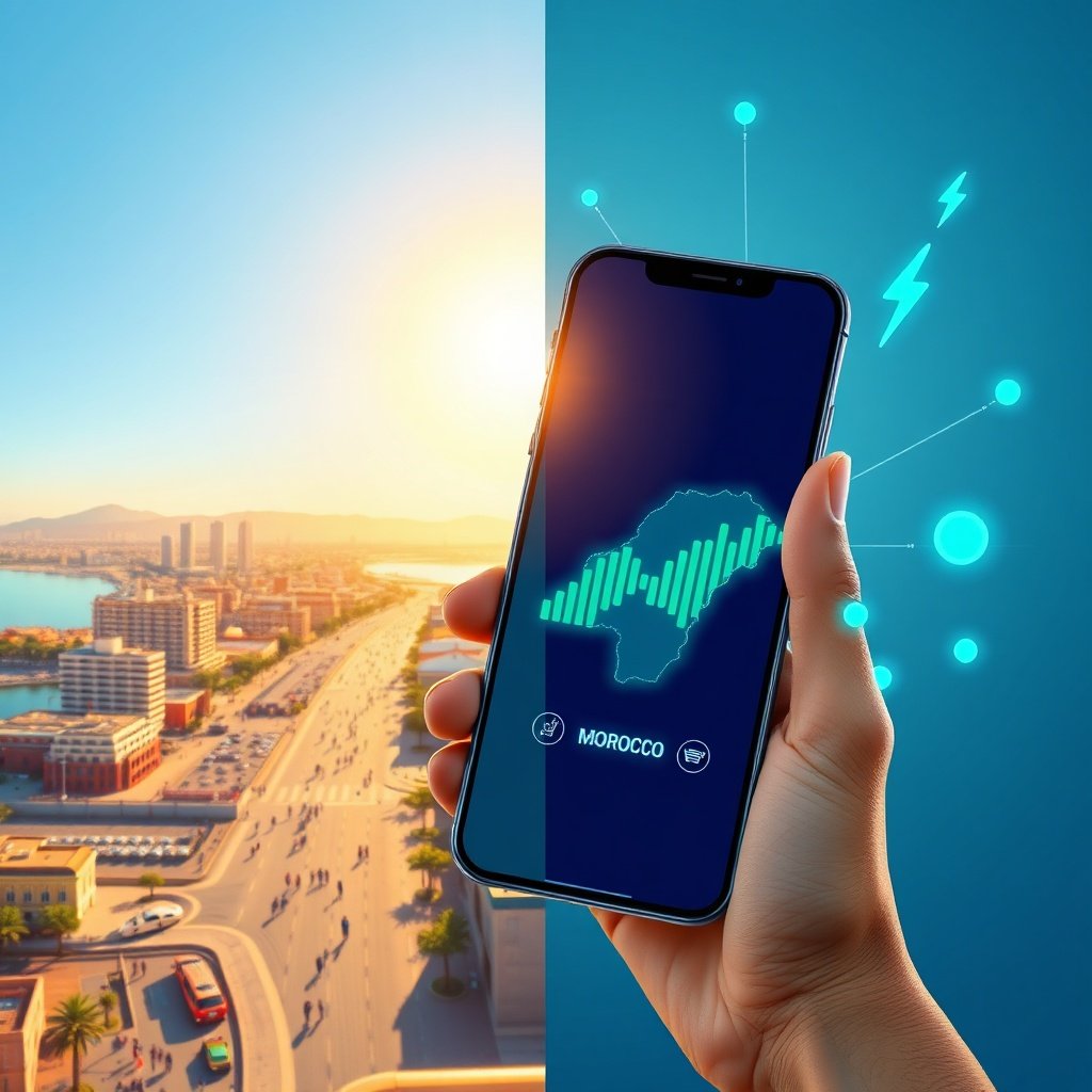 {"prompt":"A modern, professional digital illustration split into two harmonious visual zones. On the left, a sunlit panoramic view of Casablanca's coastline and downtown skyline at golden hour, featuring sleek contemporary architecture and active street life. On the right, a close-up of a hand holding a premium smartphone displaying a crisp, fast-loading e-commerce interface with smooth scroll animations and readable typography. Floating around the device are semi-transparent UI elements: upward-trending velocity graphs, lightning-bolt speed icons, and glowing network nodes tracing a simplified outline of Morocco. The color palette blends warm terracotta, sandstone, and deep azure with vibrant tech accents in cyan and electric green. The mood is dynamic, forward-looking, and commercially optimistic. Directional sunlight casts soft shadows while backlighting the phone screen to emphasize clarity and responsiveness, creating a high-end, culturally grounded tech aesthetic.","originalPrompt":"A modern, professional digital illustration split into two harmonious visual zones. On the left, a sunlit panoramic view of Casablanca's coastline and downtown skyline at golden hour, featuring sleek contemporary architecture and active street life. On the right, a close-up of a hand holding a premium smartphone displaying a crisp, fast-loading e-commerce interface with smooth scroll animations and readable typography. Floating around the device are semi-transparent UI elements: upward-trending velocity graphs, lightning-bolt speed icons, and glowing network nodes tracing a simplified outline of Morocco. The color palette blends warm terracotta, sandstone, and deep azure with vibrant tech accents in cyan and electric green. The mood is dynamic, forward-looking, and commercially optimistic. Directional sunlight casts soft shadows while backlighting the phone screen to emphasize clarity and responsiveness, creating a high-end, culturally grounded tech aesthetic.","width":1024,"height":1024,"seed":42,"model":"black-forest-labs/flux.1-schnell","safe":false,"quality":"medium","image":[],"transparent":false,"reasoning":"balanced","dimensionsExplicit":true,"has_nsfw_concept":false,"concept":null,"trackingData":{"actualModel":"black-forest-labs/flux.1-schnell","usage":{"completionImageTokens":1,"totalTokenCount":1}}}