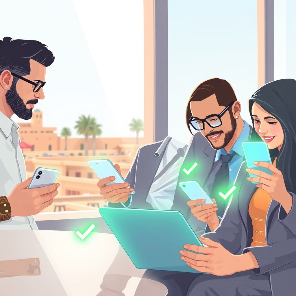 {"prompt":"A modern, photorealistic illustration showing three diverse Moroccan professionals using smartphones and laptops in bright, sunlit environmentsa bustling urban café in Casablanca, a quiet coastal workspace in Essaouira, and a contemporary office in Rabat. Overlaid subtly are sleek, translucent UI elements displaying fast-loading webpage interfaces, smooth scrolling animations, and glowing green checkmarks symbolizing Core Web Vitals success. The color palette blends warm terracotta and sandstone tones reflecting Moroccan architecture with crisp electric blues and clean whites for the digital interface. The mood is dynamic, professional, and forward-looking, illuminated by soft natural daylight mixed with gentle ambient screen glow to emphasize speed, accessibility, and seamless user experience across varying network conditions.","originalPrompt":"A modern, photorealistic illustration showing three diverse Moroccan professionals using smartphones and laptops in bright, sunlit environmentsa bustling urban café in Casablanca, a quiet coastal workspace in Essaouira, and a contemporary office in Rabat. Overlaid subtly are sleek, translucent UI elements displaying fast-loading webpage interfaces, smooth scrolling animations, and glowing green checkmarks symbolizing Core Web Vitals success. The color palette blends warm terracotta and sandstone tones reflecting Moroccan architecture with crisp electric blues and clean whites for the digital interface. The mood is dynamic, professional, and forward-looking, illuminated by soft natural daylight mixed with gentle ambient screen glow to emphasize speed, accessibility, and seamless user experience across varying network conditions.","width":1024,"height":1024,"seed":42,"model":"black-forest-labs/flux.1-schnell","safe":false,"quality":"medium","image":[],"transparent":false,"reasoning":"balanced","dimensionsExplicit":true,"has_nsfw_concept":false,"concept":null,"trackingData":{"actualModel":"black-forest-labs/flux.1-schnell","usage":{"completionImageTokens":1,"totalTokenCount":1}}}
