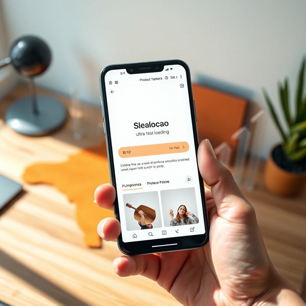 {"prompt":"A close-up, high-resolution photograph of a sleek modern smartphone held in a hand, displaying a brightly lit, ultra-fast loading website interface with smooth animations and crisp product images. The screen shows a minimalist layout with subtle Moroccan-inspired geometric accents in the header. Behind the phone, a softly blurred background features a contemporary wooden desk with a stylized, minimalist map of Morocco in earthy terracotta and sand tones, alongside floating translucent speed metrics and upward-trending arrows. The lighting is bright and natural, casting soft shadows, creating a professional, optimistic, and tech-forward mood. Colors are warm yet balanced, emphasizing clarity and speed.","originalPrompt":"A close-up, high-resolution photograph of a sleek modern smartphone held in a hand, displaying a brightly lit, ultra-fast loading website interface with smooth animations and crisp product images. The screen shows a minimalist layout with subtle Moroccan-inspired geometric accents in the header. Behind the phone, a softly blurred background features a contemporary wooden desk with a stylized, minimalist map of Morocco in earthy terracotta and sand tones, alongside floating translucent speed metrics and upward-trending arrows. The lighting is bright and natural, casting soft shadows, creating a professional, optimistic, and tech-forward mood. Colors are warm yet balanced, emphasizing clarity and speed.","width":1024,"height":1024,"seed":42,"model":"black-forest-labs/flux.1-schnell","safe":false,"quality":"medium","image":[],"transparent":false,"reasoning":"balanced","dimensionsExplicit":true,"has_nsfw_concept":false,"concept":null,"trackingData":{"actualModel":"black-forest-labs/flux.1-schnell","usage":{"completionImageTokens":1,"totalTokenCount":1}}}